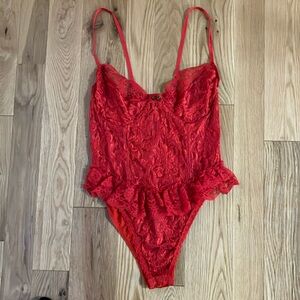 Vintage red lace bodysuit 1X/2X like new/unworn